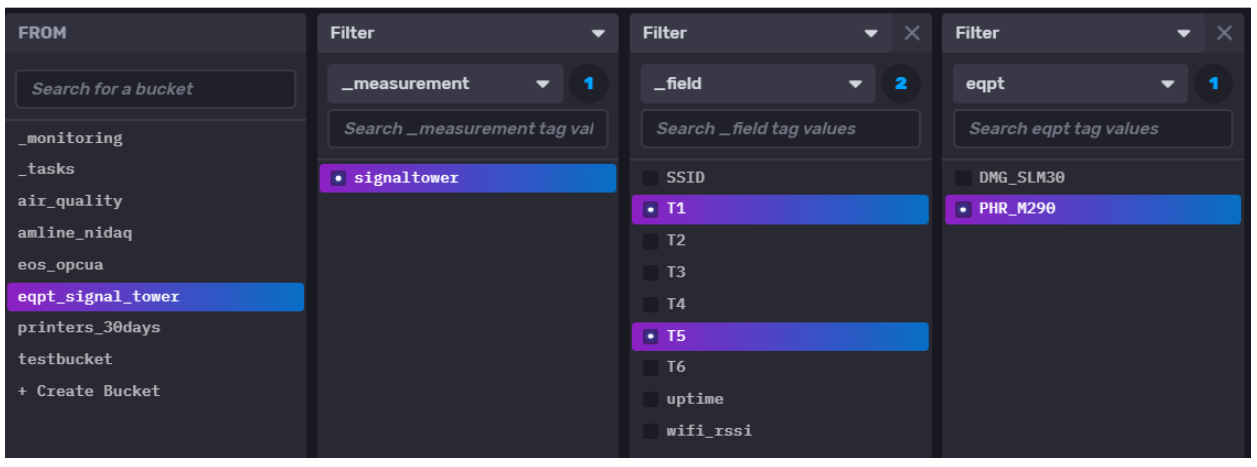 InfluxDB Flux query builder interface